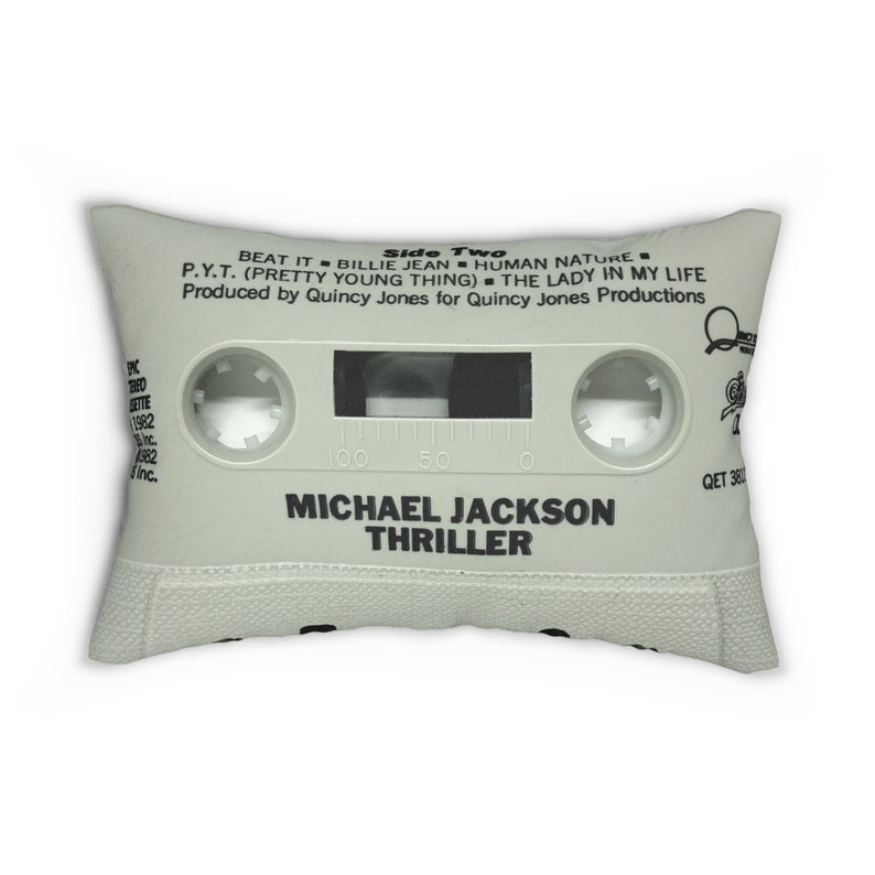 Cojín decorativo retro con diseño de casete de Thriller de Michael Jackson - Cojín lumbar de Michael Jackson imagen 2