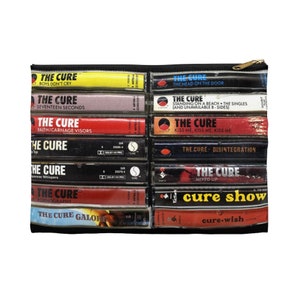 The Cure Cassette Tapes Zipper Pouch - The Cure Accessory Bag - Robert Smith Tote Bag