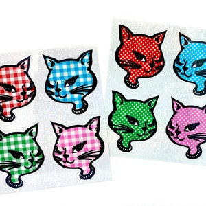 Retro Vintage Glitter Winking Cat Sticker Sheets - 90s Winking Cat Sticker - Vintage Cat Sticker