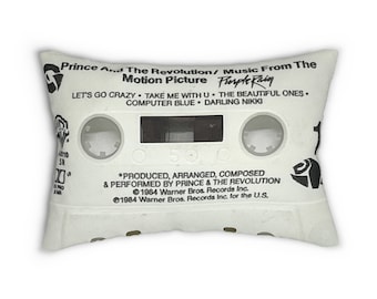 Almohada lumbar con diseño de cinta de casete retro Prince Purple Rain - Cojín decorativo con diseño de cinta de casete Prince