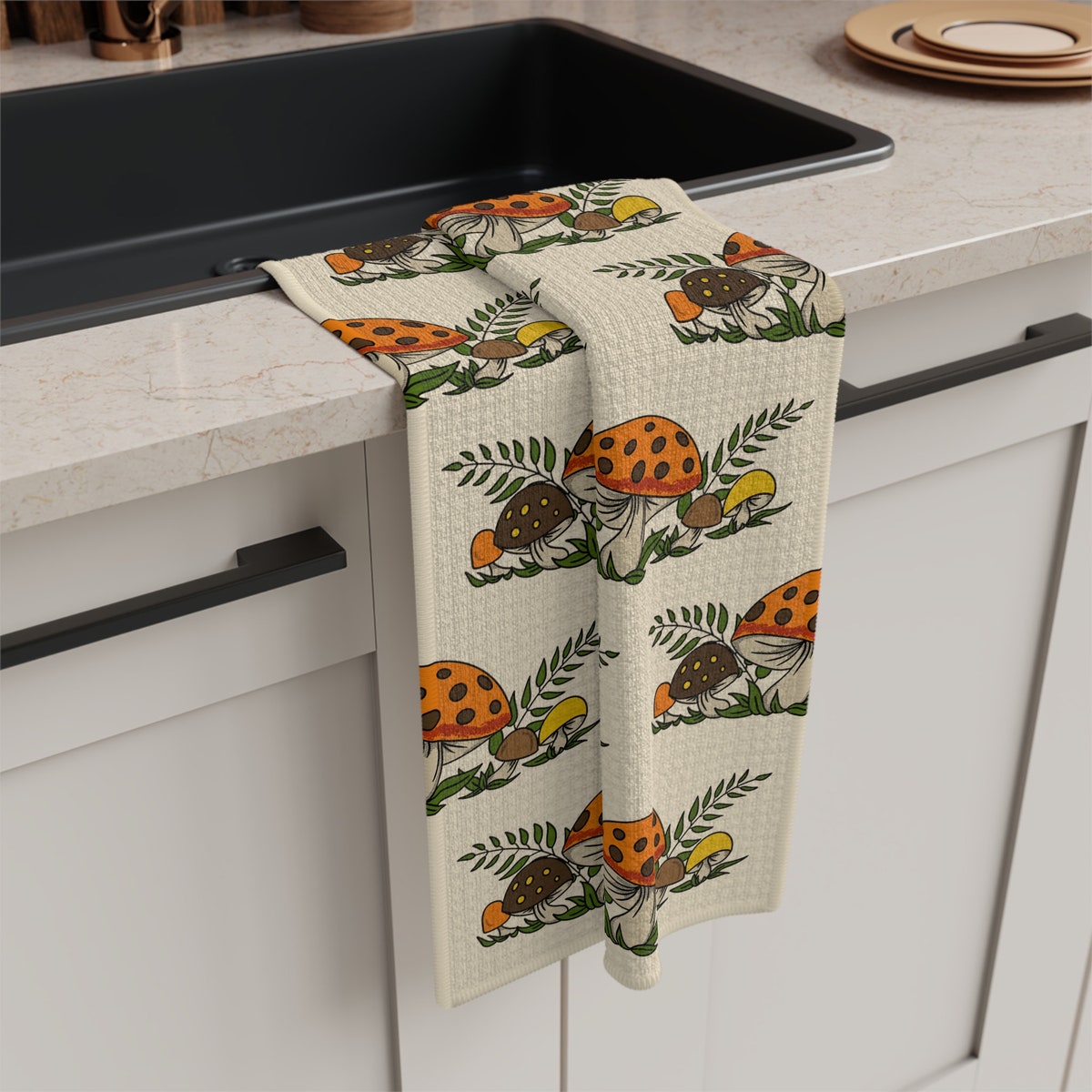 Retro Merry Mushroom Kitchen Towel - Vintage Sears Merry Mushroom Canisters Tea Towel - Etsy