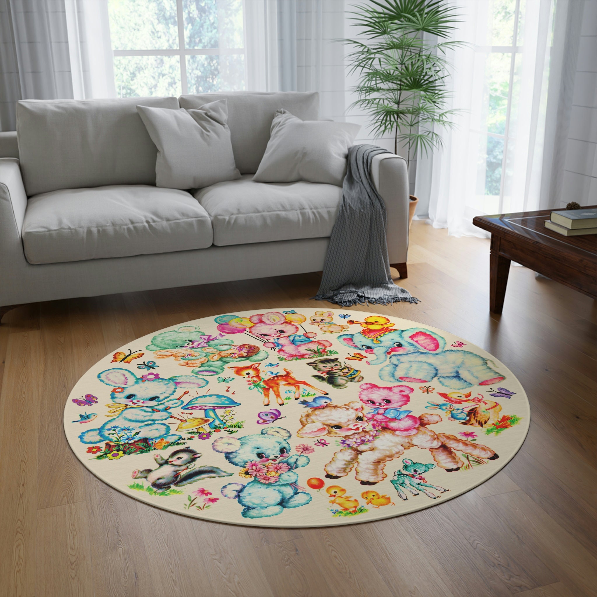 Kitsch Rugs Cute Retro Vintage Kitschy Critters Rug - Vintage Kitsch Baby Nursery ...