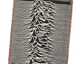 Manta tejida Joy Division Unknown Pleasures - Ondas de radio góticas y punk en blanco y negro