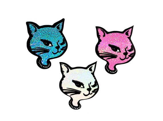 Retro Vintage Glitter Winking Cat Stickers 90s Winking Cat | Etsy Ireland