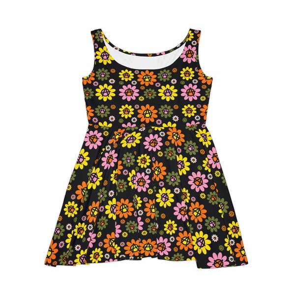 Cute Retro Punk Anarchy Mod Floral Skater Dress - Kitschy KidCore