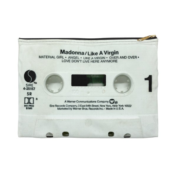 Madonna Zipper Pouch - Madonna Like a Virgin Cassette Tape Zipper Pouch - Madonna Cassette Pouch