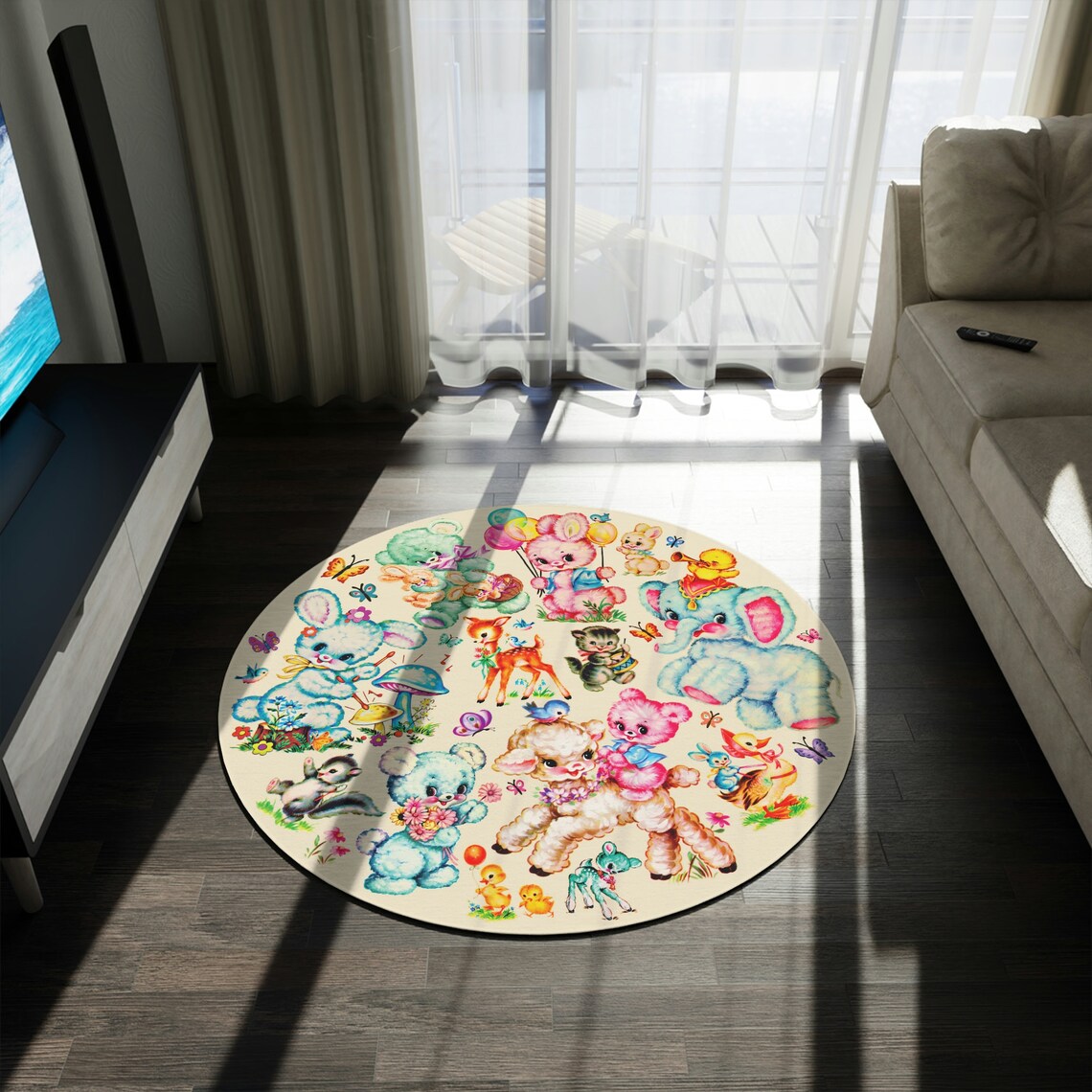 Kitsch Rugs Cute Retro Vintage Kitschy Critters Rug - Vintage Kitsch Baby Nursery ...