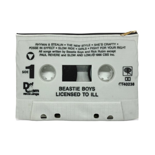 Beastie Boys Zipper Pouch - Beastie Boys Licensed to Ill Cassette Tape Zipper Pouch - Beastie Boys Cassette Pouch