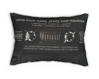 Cool Retro NIN Pretty Hate Machine Cassette Tape Throw Pillow