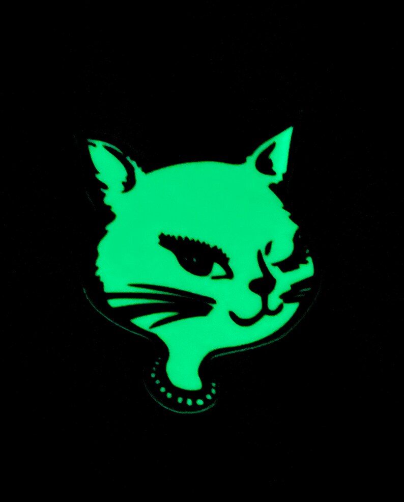 Retro Glow in the Dark Winking Cat Sticker Vintage 90s Etsy