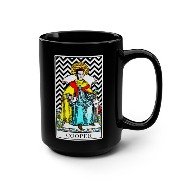 Agent Cooper Twin Peaks Tarot Mug - Black Twin Peaks Mug - Agent Dale Cooper Mug - Black Lodge - Twin Peaks Coffee Cup