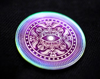 Pearlescent Lucha Eye Round 1.5&quot; Enamel Pin