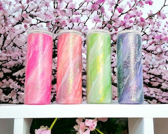 Summer Milky Way Glitter Tumbler: Personalized Sparkle Tumbler with Straw