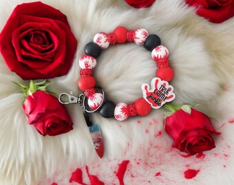 Silicone Beaded Wristlet Keychain | True Crime Wristlet | Beaded Wristlet | True Crime Junkie Wristlet | True Crime Junkie Keychain