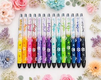 Personalized Paw Print Glitter Gel Pen with Foil Hearts, Refillable InkJoy