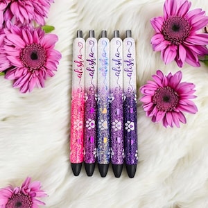 Personalized Paw Print Glitter Gel Pen with Foil Hearts