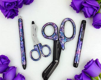Glitter Nurse Trauma Set: Pen, Penlight & Scissors - Nurse Gift