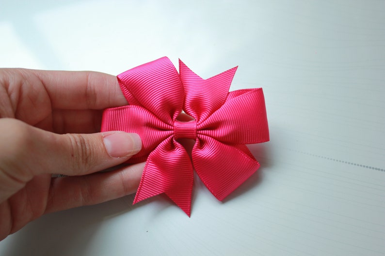 Hair clips for kids back to school hair accessory 3.5 inch Pinwheel Bow Hot Pink Pinwheel Bow toddler hair accessory