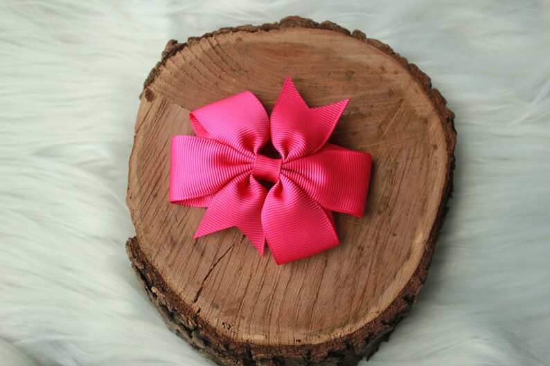 Hair clips for kids back to school hair accessory 3.5 inch Pinwheel Bow Hot Pink Pinwheel Bow toddler hair accessory