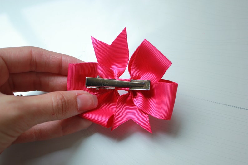 Hair clips for kids back to school hair accessory 3.5 inch Pinwheel Bow Hot Pink Pinwheel Bow toddler hair accessory