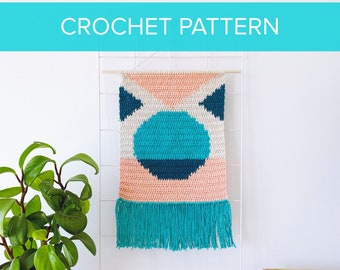 PDF CROCHET PATTERN • Rise Wall Hanging - Tapestry Decor Modern Intarsia Crochet Wall Art