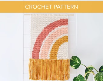 PDF CROCHET PATTERN • Rainbow Wall Hanging - Tapestry Decor Modern Intarsia Crochet Wall Art Kids Decor