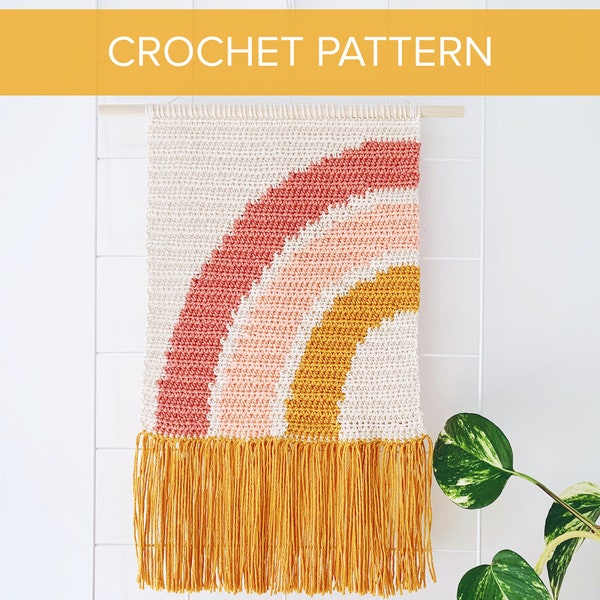 PDF CROCHET PATTERN • Rainbow Wall Hanging - Tapestry Decor Modern Intarsia Crochet Wall Art Kids Decor