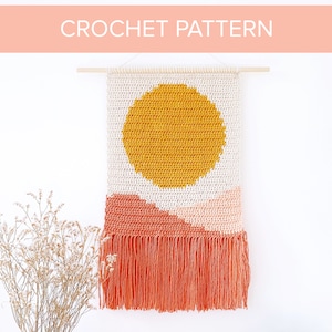 PDF CROCHET PATTERN • Sun Wall Hanging - Tapestry Decor Modern Intarsia Crochet Decor Wall Art