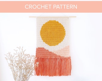 PDF CROCHET PATTERN • Sun Wall Hanging - Tapestry Decor Modern Intarsia Crochet Decor Wall Art