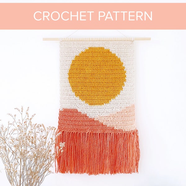 PATRÓN CROCHET PDF • Tapiz Sun - Decoración Tapices Intarsia Crochet Moderno Ganchillo Tejido