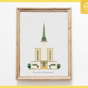 London England Temple Cross Stitch Pattern - LDS Temple cross stitch - PDF file