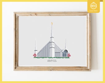 Seoul South Korea Temple Cross Stitch Pattern - LDS Temple cross stitch - PDF file