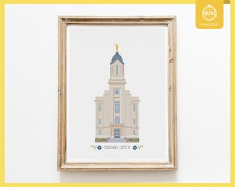 Cedar City Utah Temple Cross Stitch Pattern - LDS Temple cross stitch - PDF file