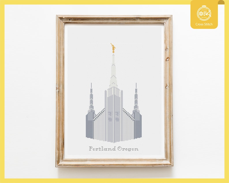 Portland Oregon Temple Cross Stitch Pattern LDS Temple Cross Stitch PDF