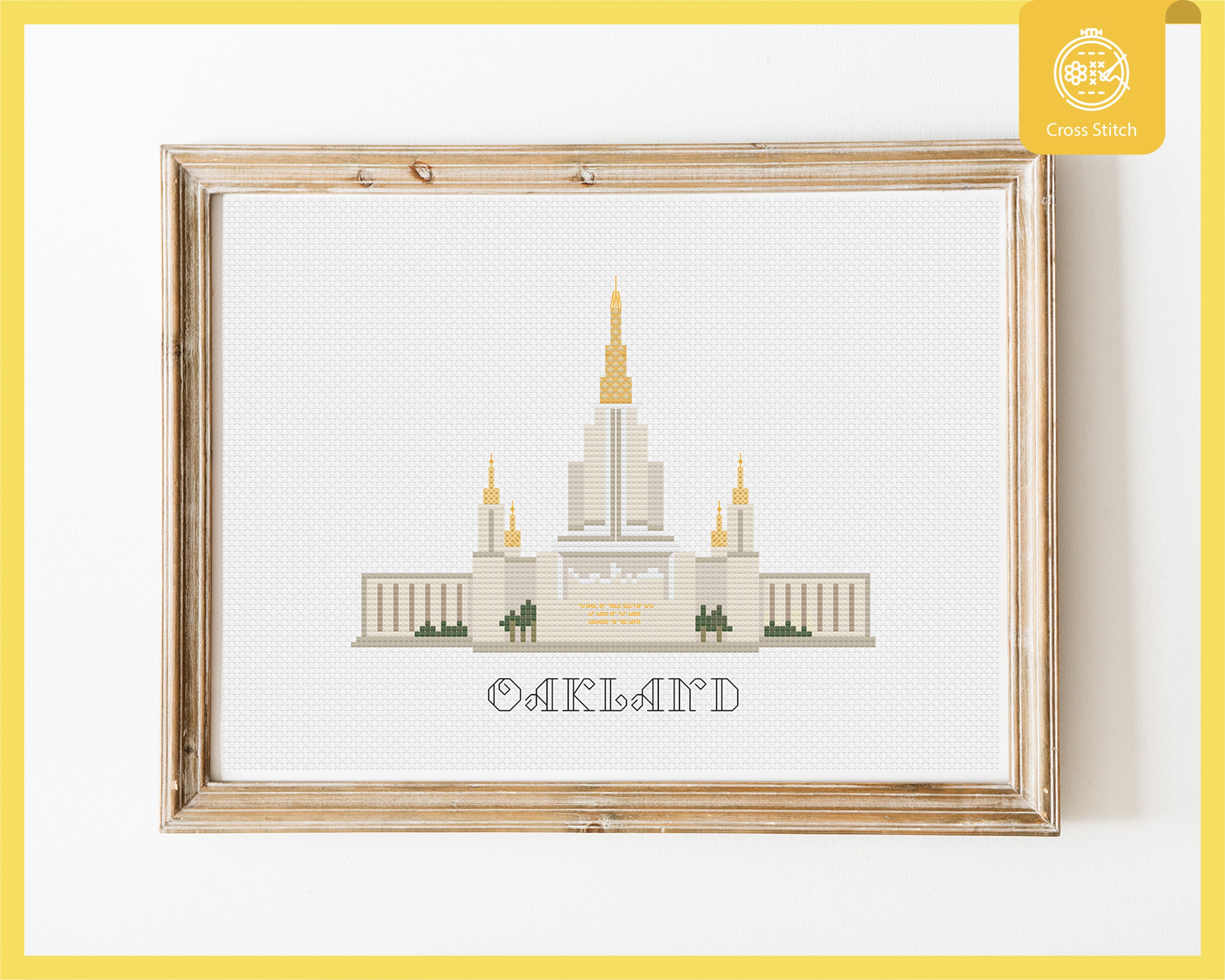 Oakland California Temple Cross Stitch Pattern - LDS Temple cross stitch - PDF file