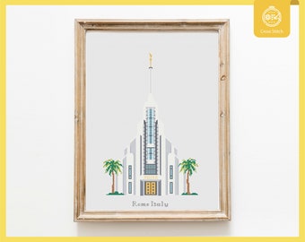Rome(Roma) Italy Temple Cross Stitch Pattern - LDS Temple cross stitch - PDF file