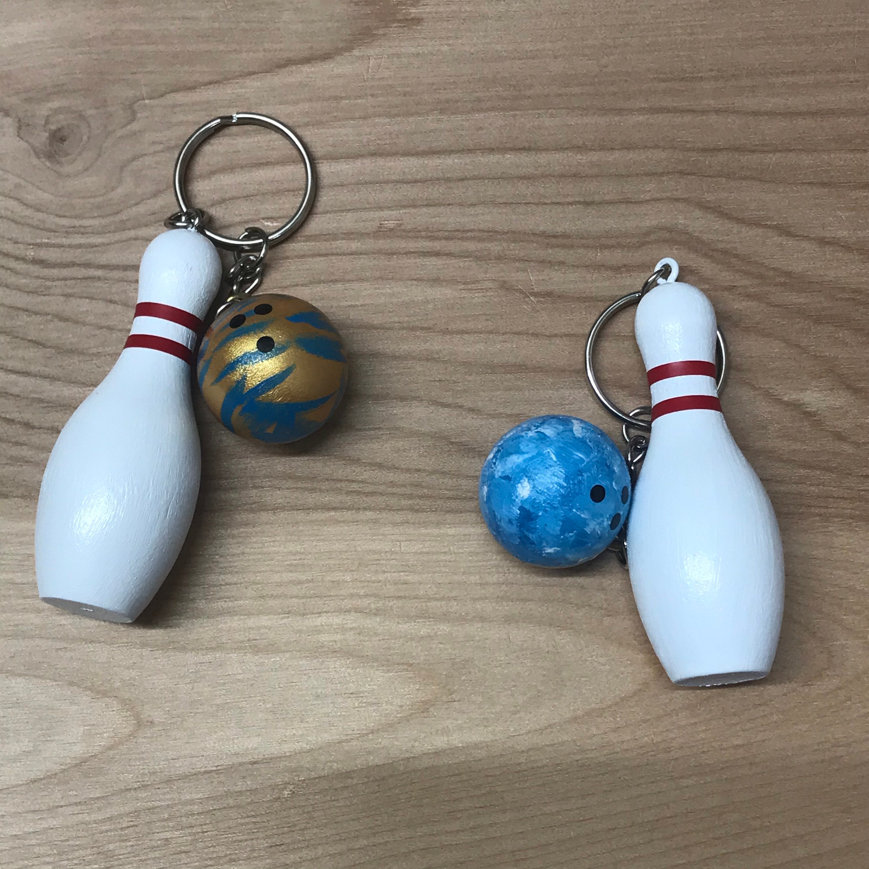Bowling Ball & Pin Keychain 3 Wooden set Personalized Etsy