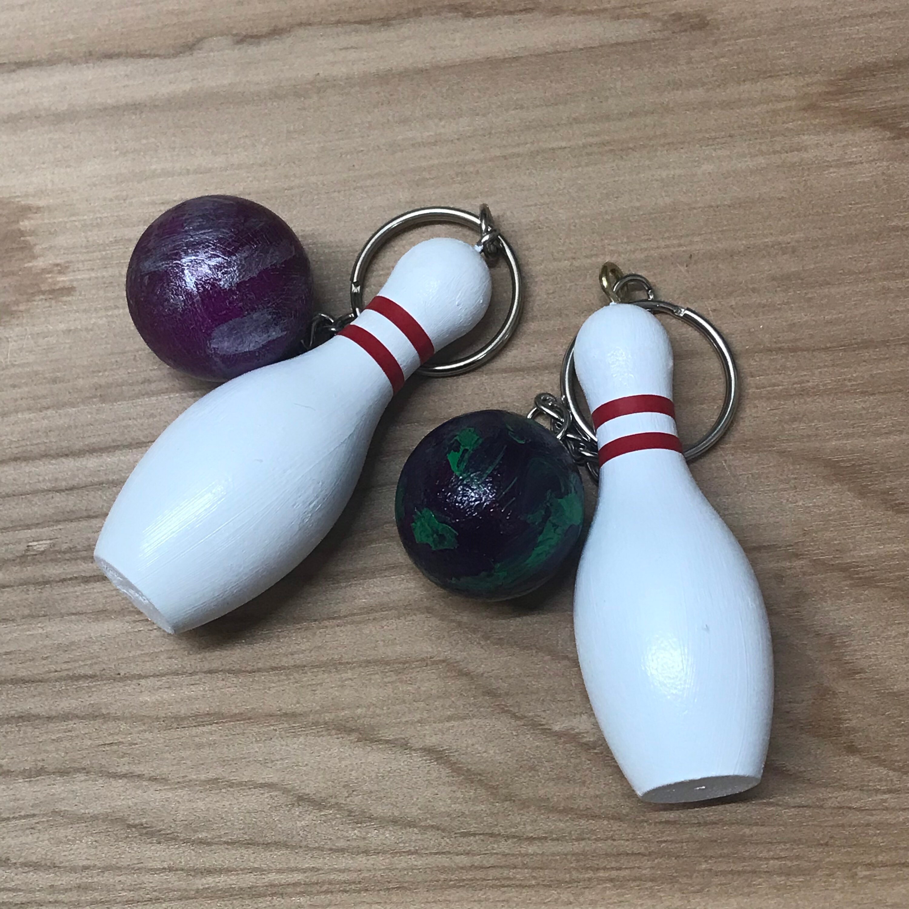 Bowling Ball & Pin Keychain 3 Wooden set Personalized Etsy