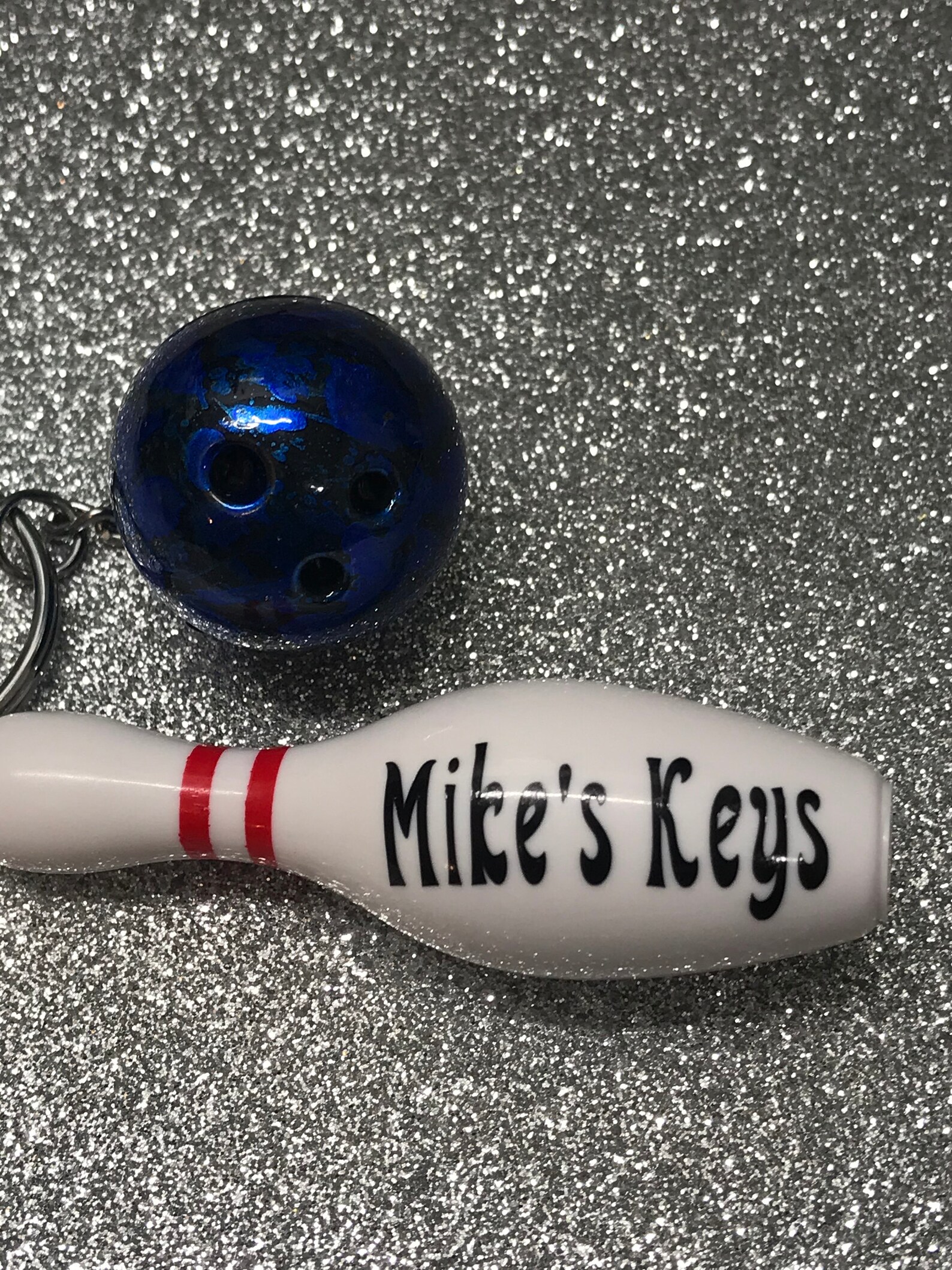 Personalized Pair of Bowling Pin & Ball Keychains 3 Pin Etsy