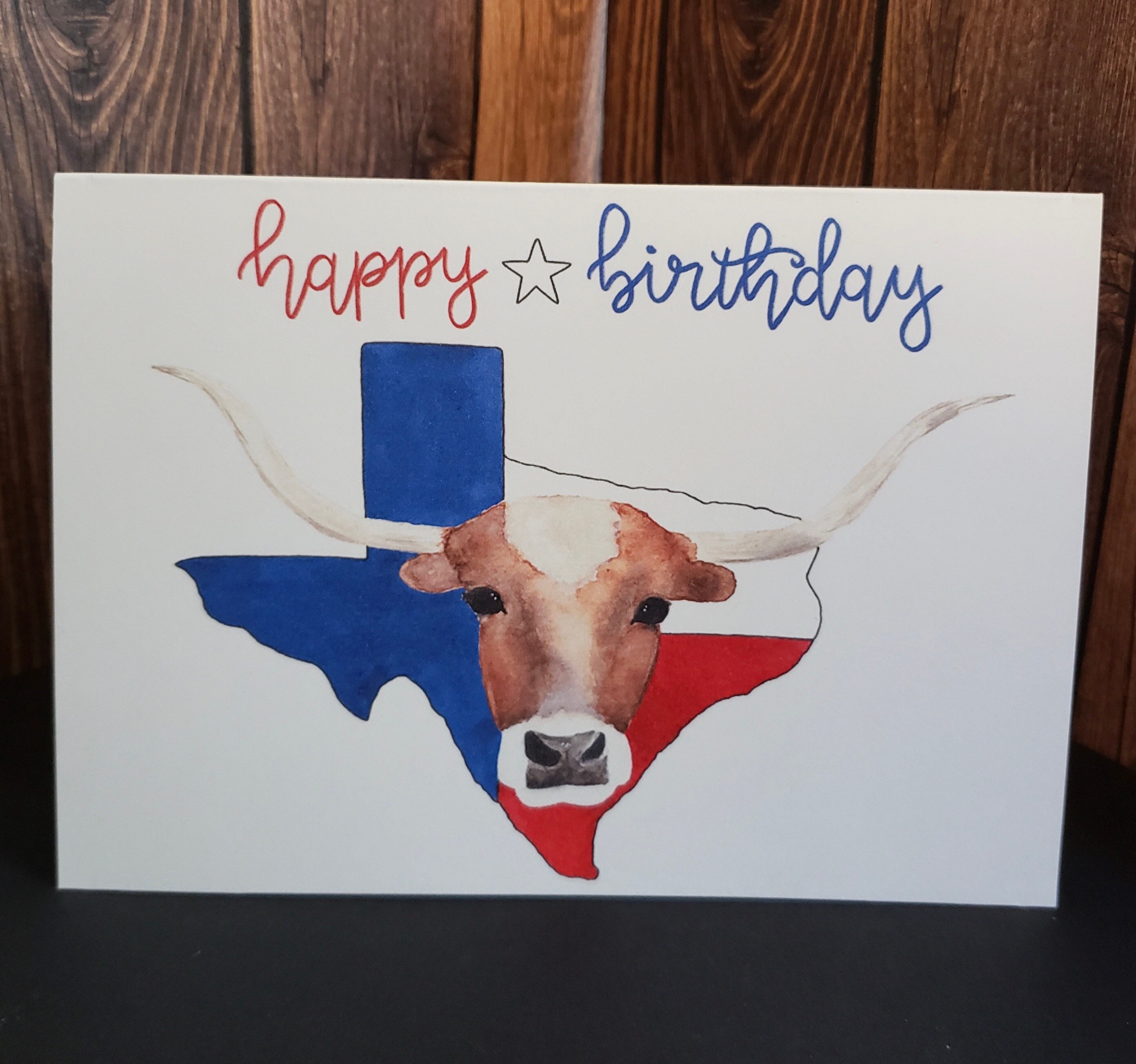 Texas longhorn birthday card birthday card Texas Texas Etsy