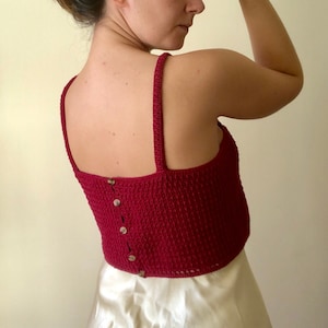 Knit crop top, button back top, cotton crochet top, Singlet top, crochet top, minimal top, sustainable fashion, boho crop top