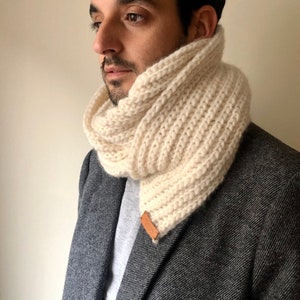 Wool scarf for men, alpaca wool scarf, Christmas gifts for men, handmade scarf, hand knitted scarf, soft wool scarf for men, gift for father image 1