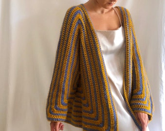 Cardigan Kimono, giacca Haori, giacca aperta, scrollata di spalle bolero, kimono di lana, maglione corto oversize, cardigan lavorato a mano, regalo per la fidanzata