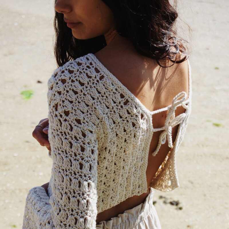 Amber Hand Crochet Sweater in Red