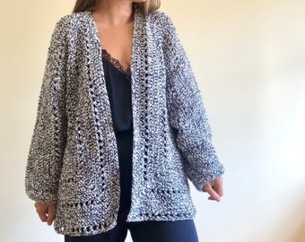 Wool knitted jacket, unique cardigan, vintage style cardigan, open front cardigan, oversize chunky cardigan, wool knit kimono, fall cardigan