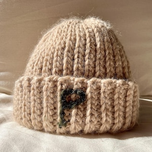 Personalized hat, embroidered beanie, initial beanie, personalized gift, custom embroidered beanie, hand knit wool beanie, unisex gift