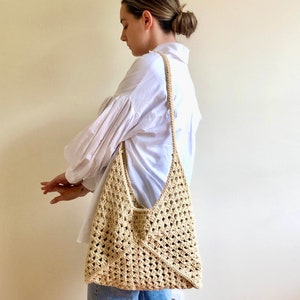 Hobo bag, crossbody shoulder bag, Crochet bag, Woven bag, beach large bag, everyday bag, retro bag, Granny square bag, straw bag, tote bag