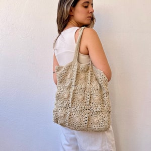 Gehäkelte Tragetasche, handgemachte Tasche, Häkeltasche, Patchwork-Tasche, gehäkelte Boho-Tasche, große Häkeltasche, wiederverwendbare Tasche