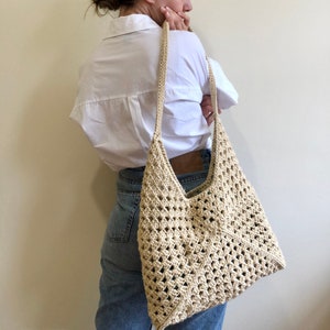 Hobo Bag, Crossbody Shoulder Bag, Crochet Bag, Woven Bag, Beach Large ...