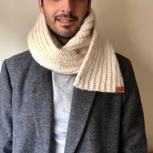 Wool scarf for men, alpaca wool scarf, Christmas gifts for men, handmade scarf, hand knitted scarf, soft wool scarf for men, gift for father image 2